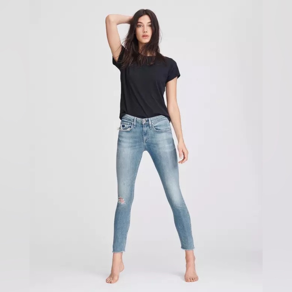 Rag & Bone Cate Mid-Rise Skinny Jeans - Cabell with Holes